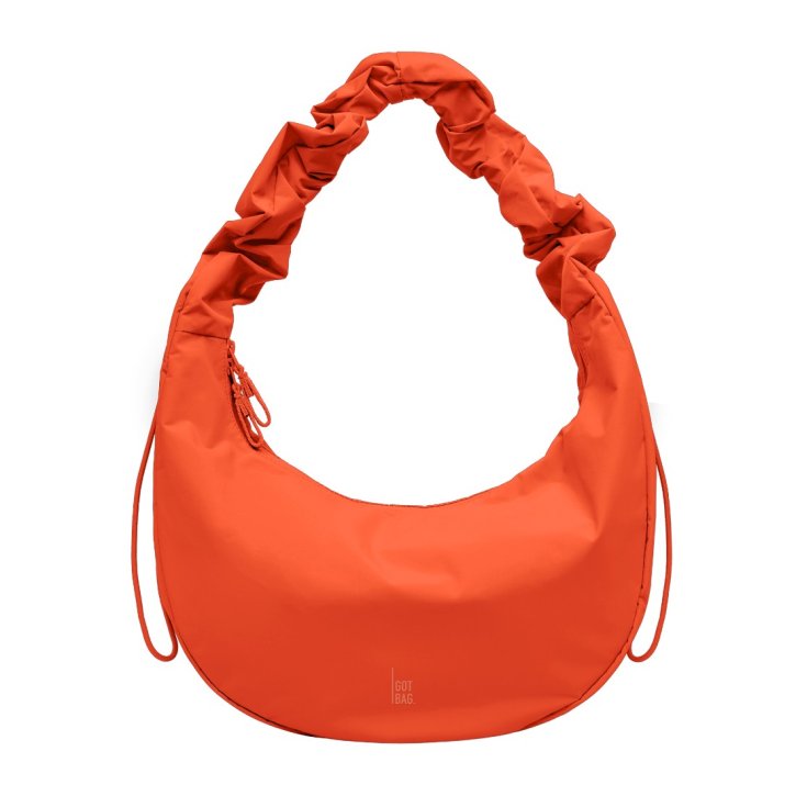 GOTBAG. Moon Bag Ruffle large monochrome hot coral